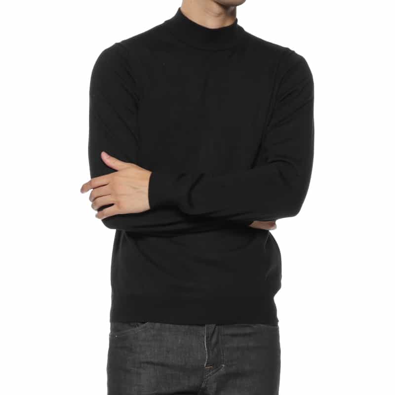 GRANSASSO GRANSASSO＜グランサッソ＞ モックネックニットプルオーバー BLACK