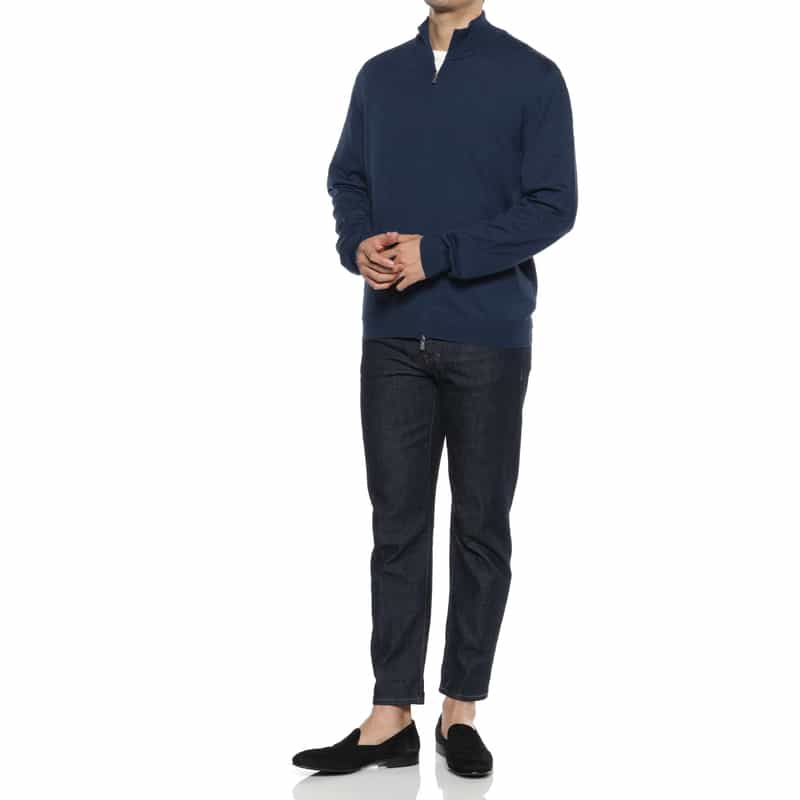 GRANSASSO GRANSASSO＜グランサッソ＞ ジップアップニットカーディガン BLUE