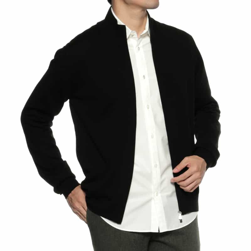 GRANSASSO GRANSASSO＜グランサッソ＞ ジップアップニットカーディガン BLACK