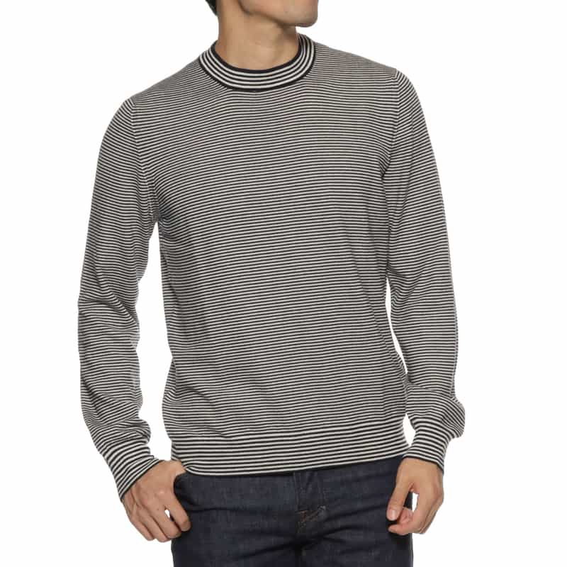 GRANSASSO GRANSASSO＜グランサッソ＞ ボーダー柄ニットプルオーバー NAVY
