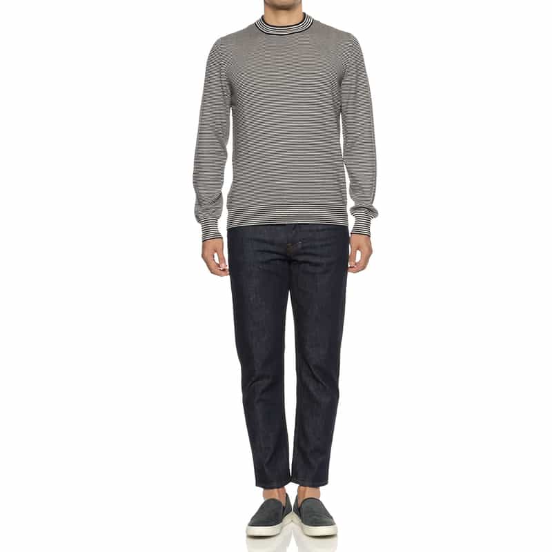 GRANSASSO GRANSASSO＜グランサッソ＞ ボーダー柄ニットプルオーバー NAVY