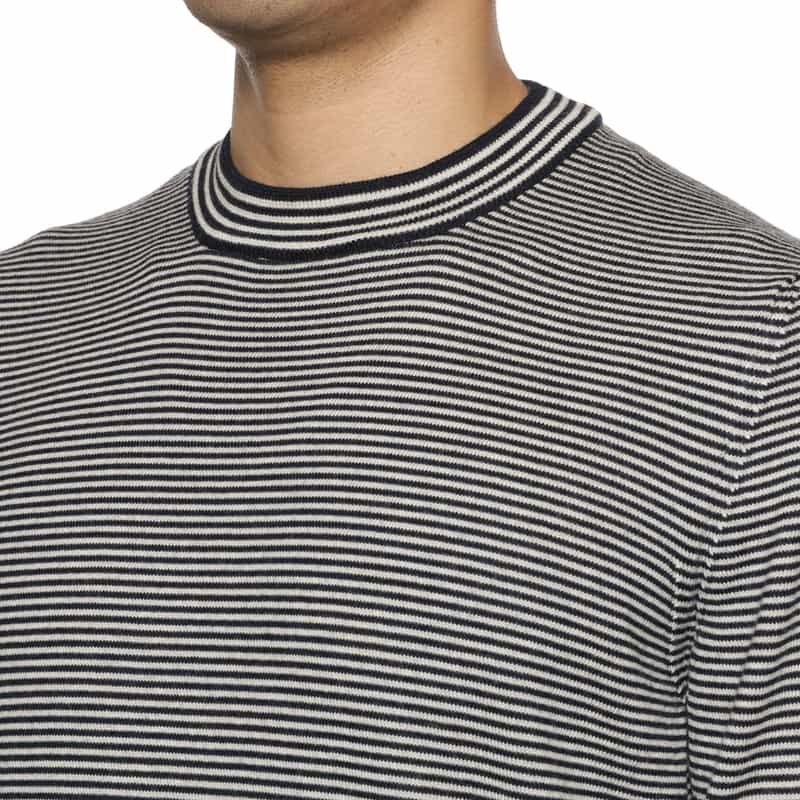 GRANSASSO GRANSASSO＜グランサッソ＞ ボーダー柄ニットプルオーバー NAVY