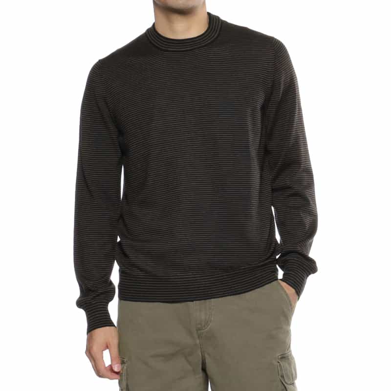 GRANSASSO GRANSASSO＜グランサッソ＞ ボーダー柄ニットプルオーバー BLACK