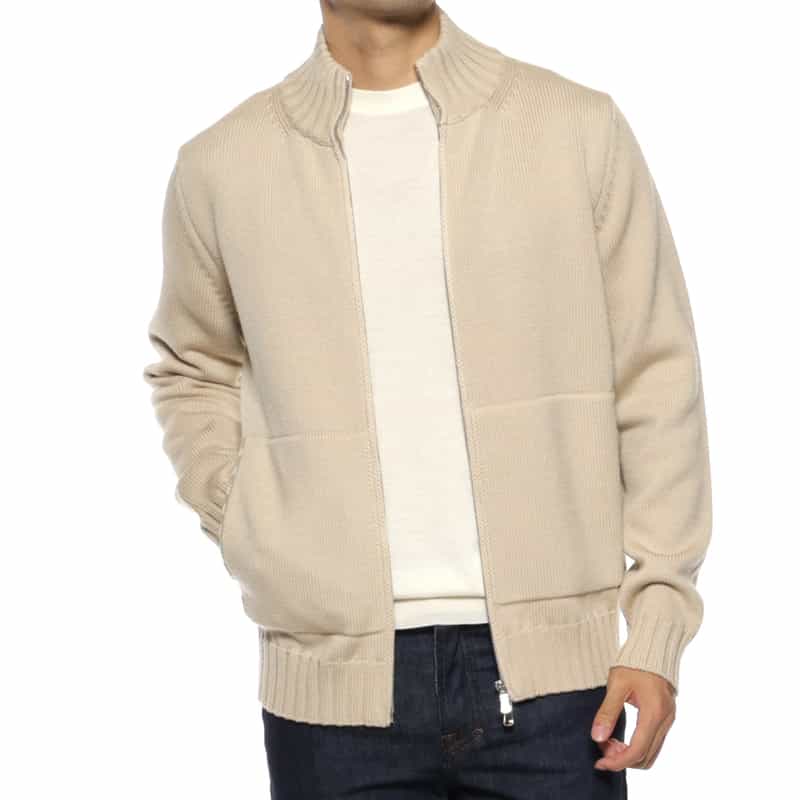FILIPPO DE LAURENTIIS FILIPPO DE LAURENTIIS＜フィリップ デ ローレンティス＞ ジップアップニットカーディガン BEIGE