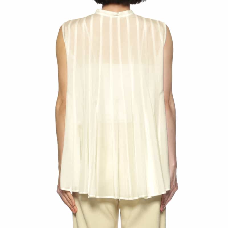 BARNEYS NEW YORK ウォッシャブル ノースリーブブラウス WHITE