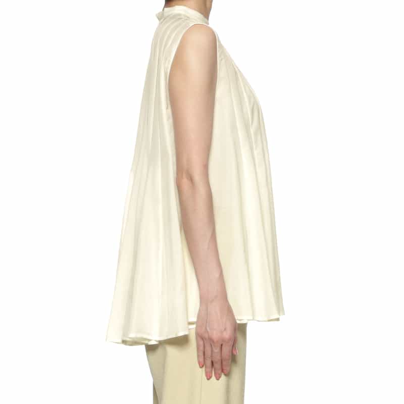 BARNEYS NEW YORK ウォッシャブル ノースリーブブラウス WHITE