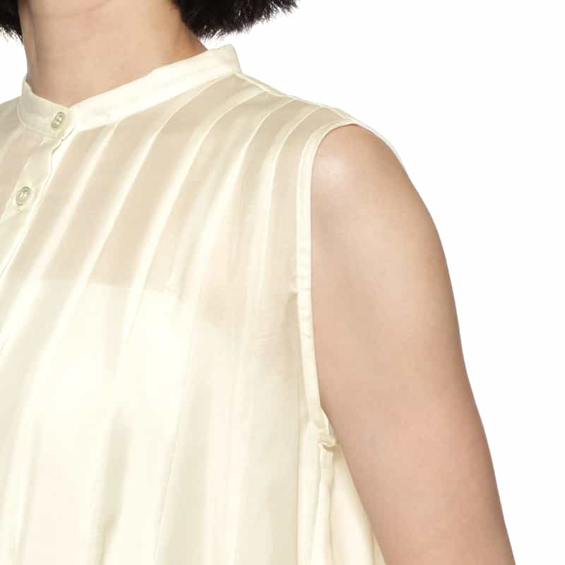 BARNEYS NEW YORK ウォッシャブル ノースリーブブラウス WHITE