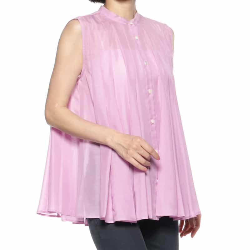 BARNEYS NEW YORK ウォッシャブル ノースリーブブラウス PINK