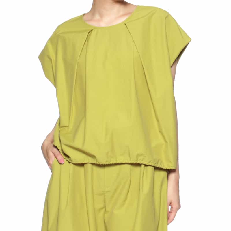 BARNEYS NEW YORK ウォッシャブル セットアップ ドローコード付きブラウス YELLOW