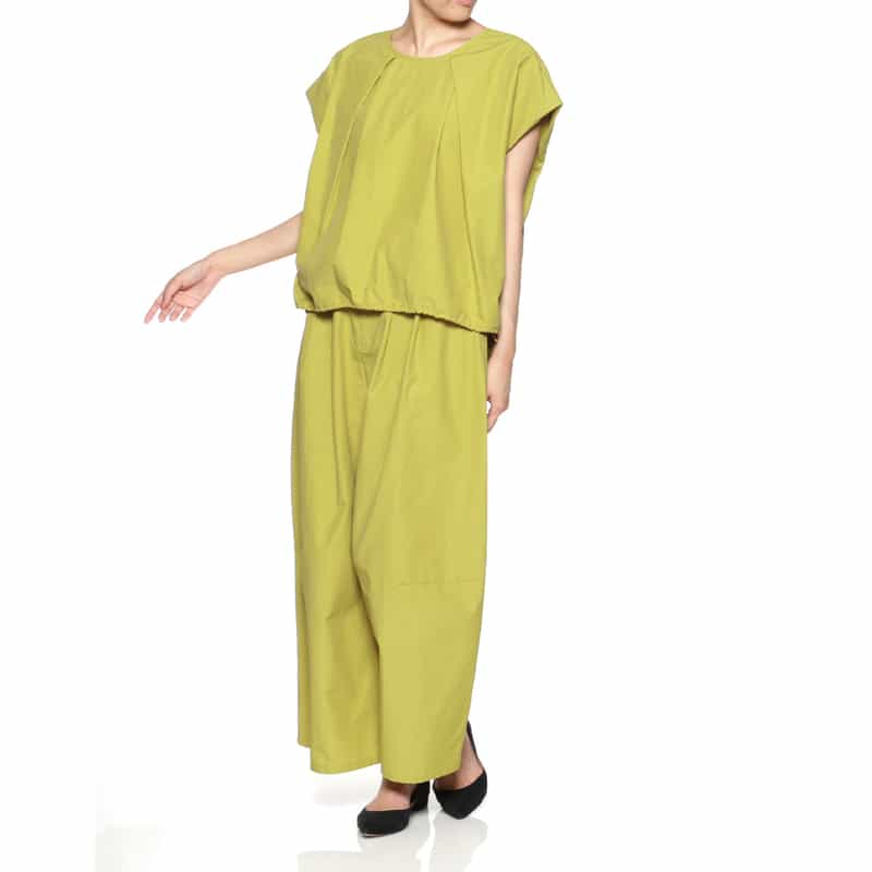 BARNEYS NEW YORK ウォッシャブル セットアップ ドローコード付きブラウス YELLOW