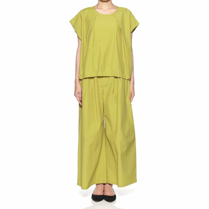 BARNEYS NEW YORK ウォッシャブル セットアップ ドローコード付きブラウス YELLOW