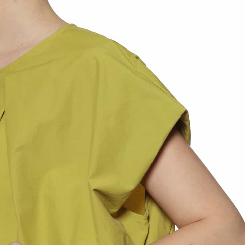 BARNEYS NEW YORK ウォッシャブル セットアップ ドローコード付きブラウス YELLOW