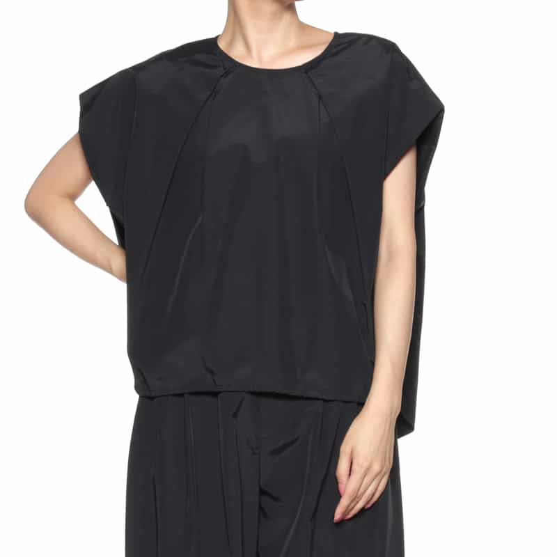 BARNEYS NEW YORK ウォッシャブル セットアップ ドローコード付きブラウス BLACK