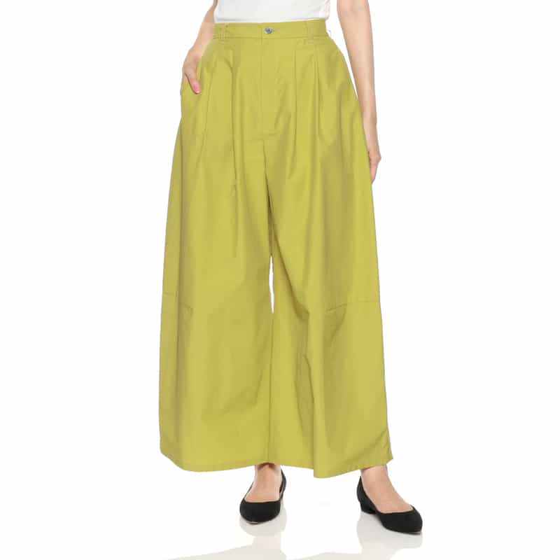BARNEYS NEW YORK ウォッシャブル セットアップ タック入りワイドパンツ YELLOW