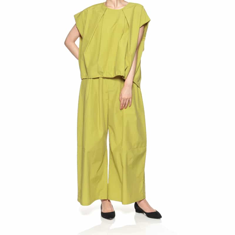 BARNEYS NEW YORK ウォッシャブル セットアップ タック入りワイドパンツ YELLOW