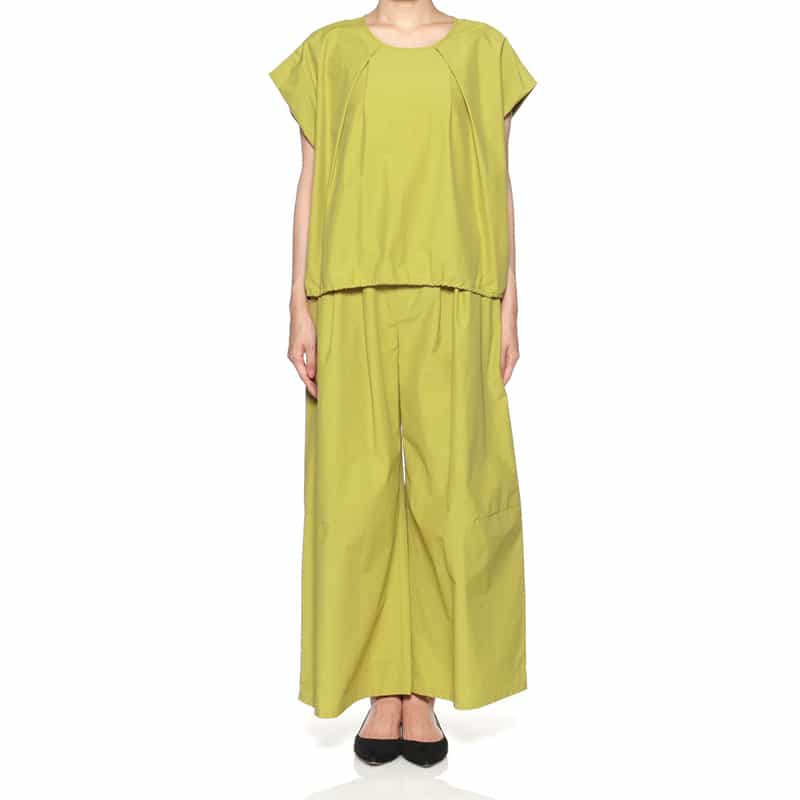 BARNEYS NEW YORK ウォッシャブル セットアップ タック入りワイドパンツ YELLOW