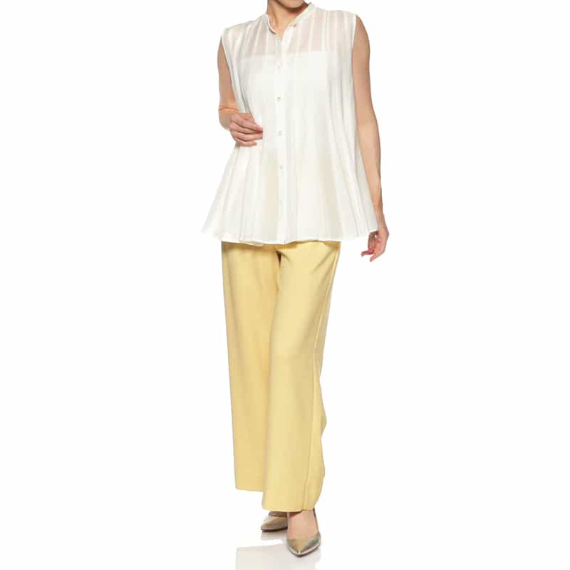 BARNEYS NEW YORK ウォッシャブル ワイドパンツ YELLOW