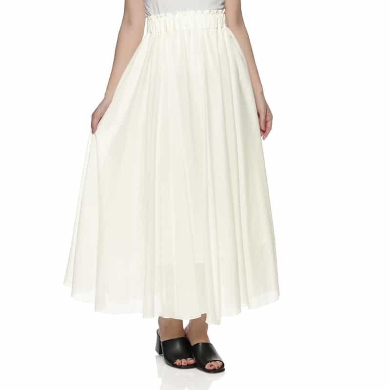 BARNEYS NEW YORK ウォッシャブル シアー素材ボリュームスカート WHITE