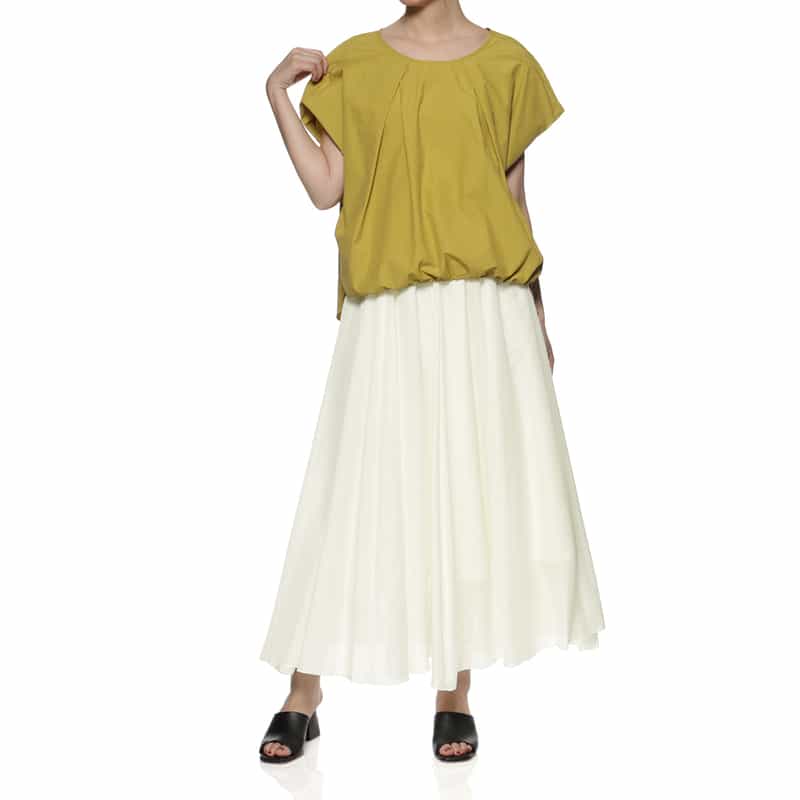 BARNEYS NEW YORK ウォッシャブル シアー素材ボリュームスカート WHITE