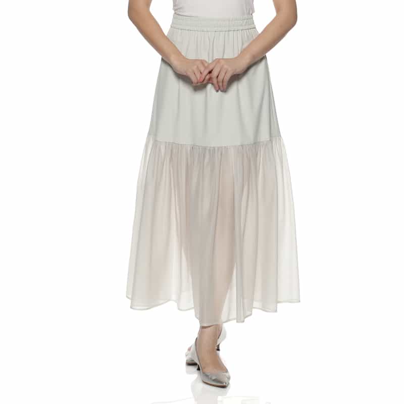 BARNEYS NEW YORK ウォッシャブル コンビネーションシアースカート BEIGE