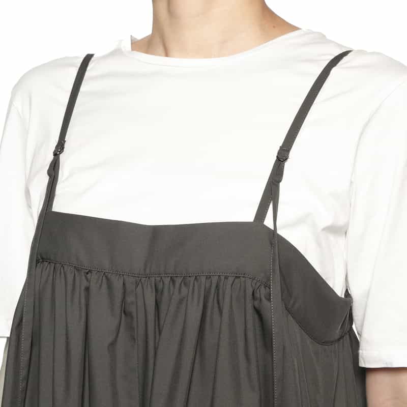 BARNEYS NEW YORK ウォッシャブル ギャザーオールインワン GRAY