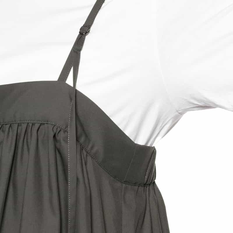 BARNEYS NEW YORK ウォッシャブル ギャザーオールインワン GRAY