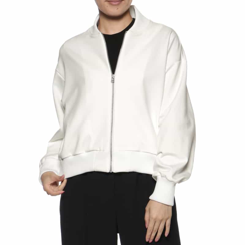 BARNEYS NEW YORK ウォッシャブル スクーバニットブルゾン WHITE