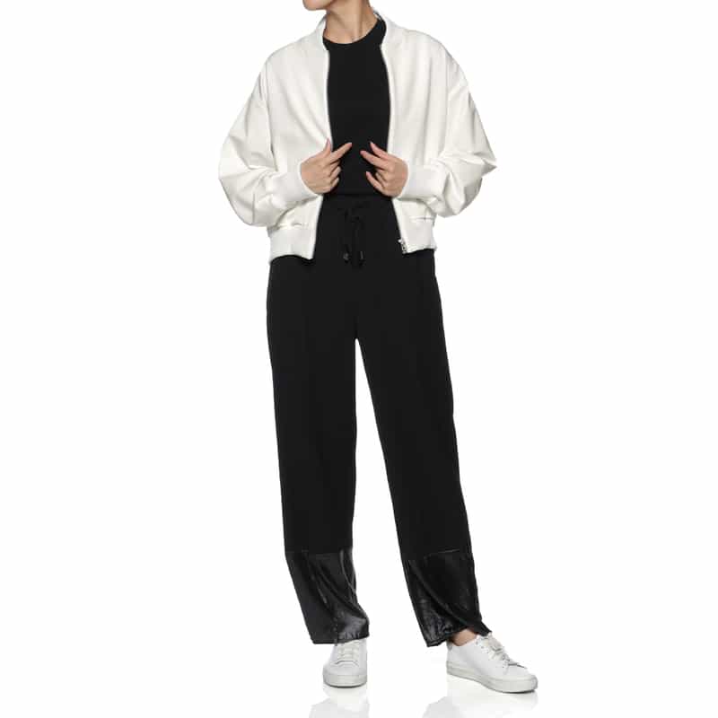 BARNEYS NEW YORK ウォッシャブル スクーバニットブルゾン WHITE