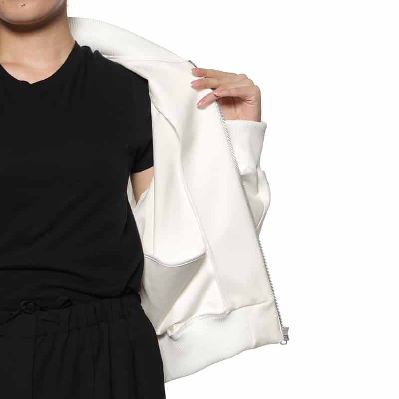 BARNEYS NEW YORK ウォッシャブル スクーバニットブルゾン WHITE