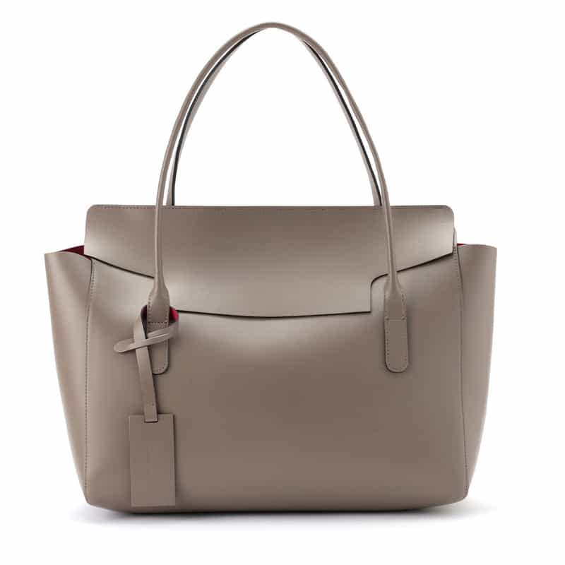 BARNEYS NEW YORK レザー バイカラー フラップトートバッグ BEIGE