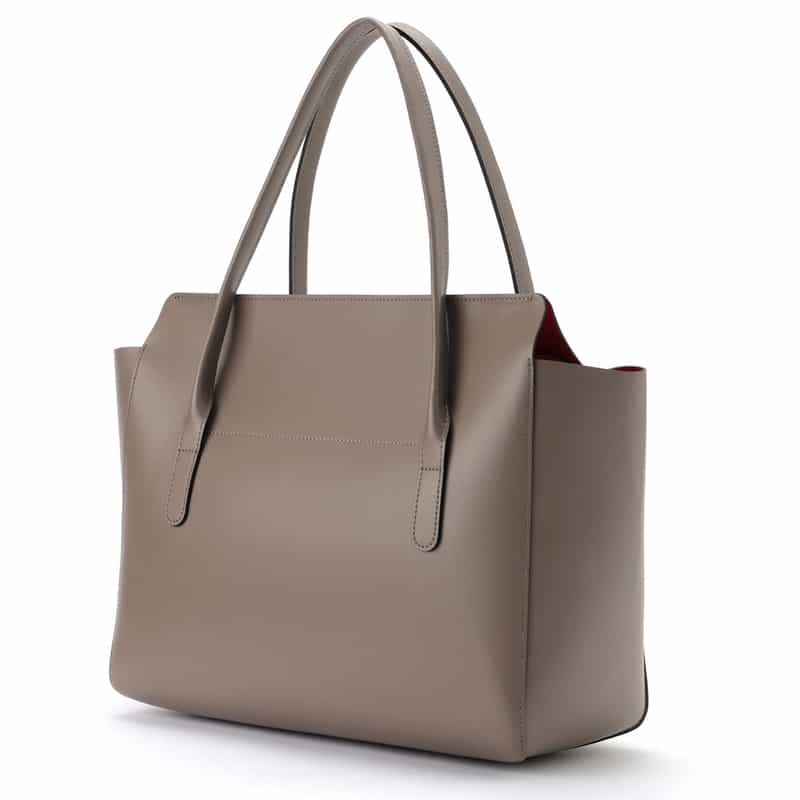 BARNEYS NEW YORK レザー バイカラー フラップトートバッグ BEIGE