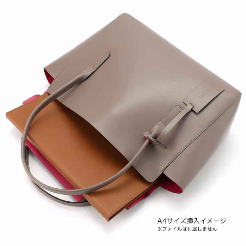 BARNEYS NEW YORK レザー バイカラー フラップトートバッグ BEIGE