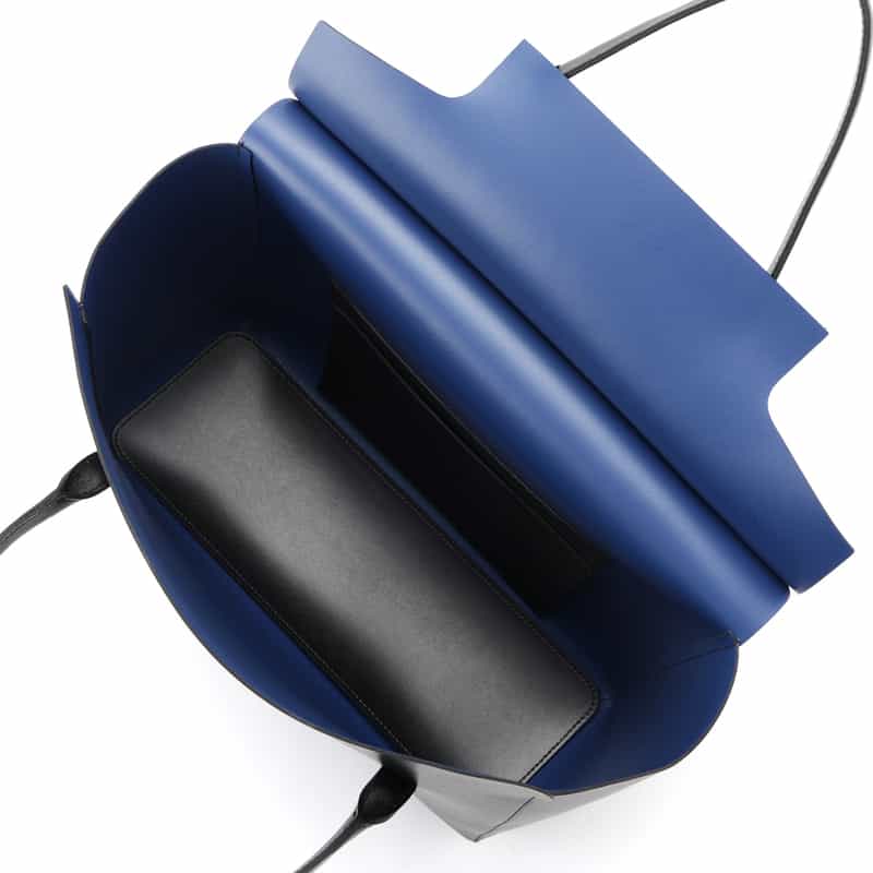 BARNEYS NEW YORK レザー バイカラー フラップトートバッグ BLACK