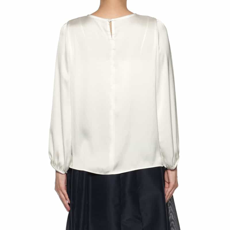 BARNEYS NEW YORK ウォッシャブル ネックバー付ブラウス WHITE