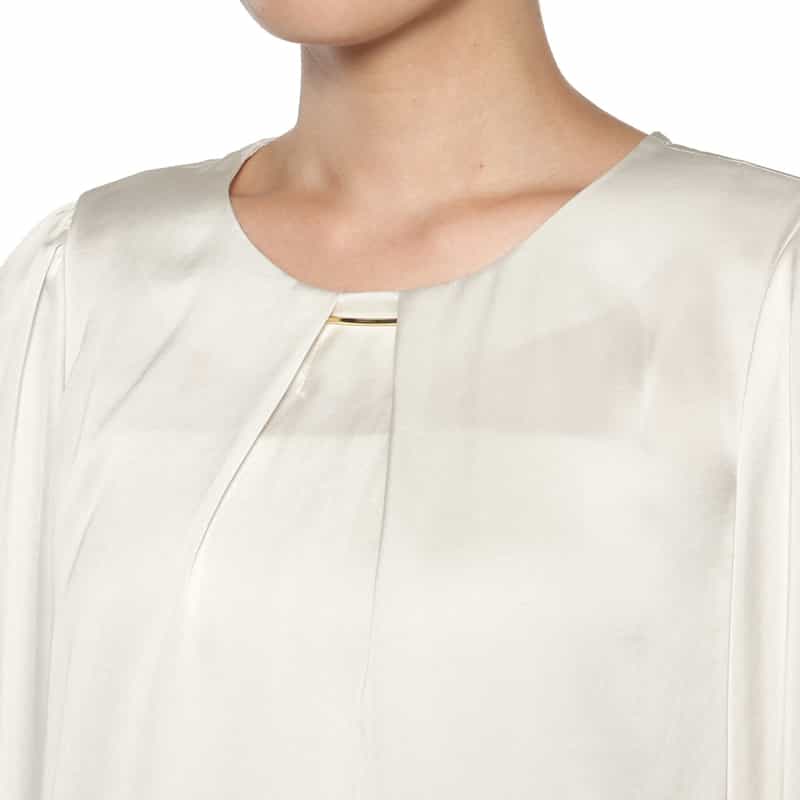 BARNEYS NEW YORK ウォッシャブル ネックバー付ブラウス WHITE