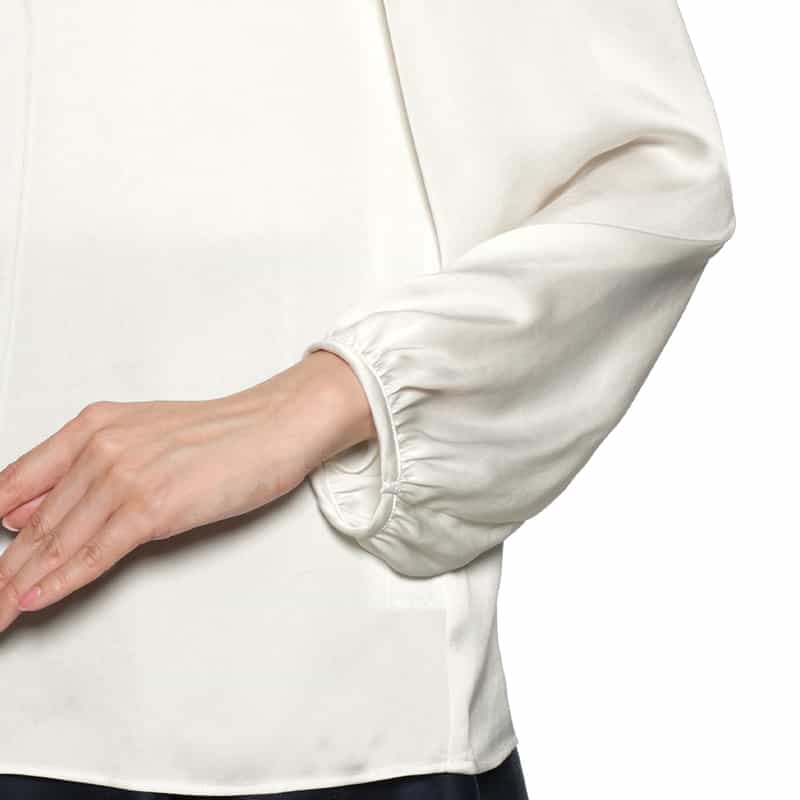 BARNEYS NEW YORK ウォッシャブル ネックバー付ブラウス WHITE