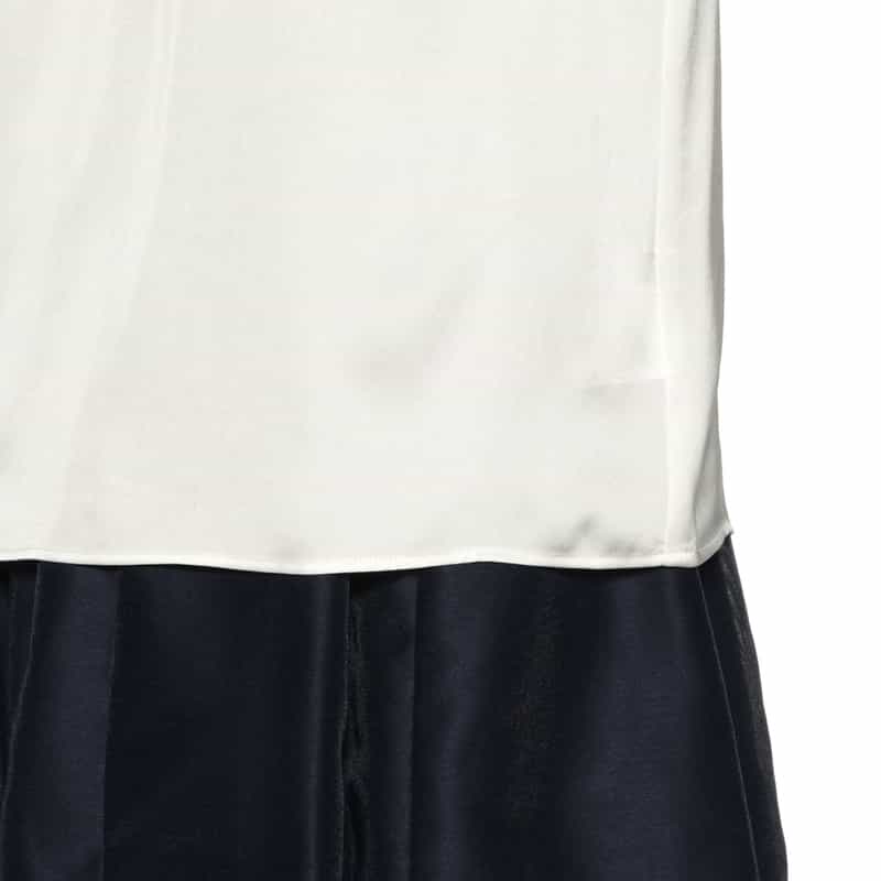 BARNEYS NEW YORK ウォッシャブル ネックバー付ブラウス WHITE