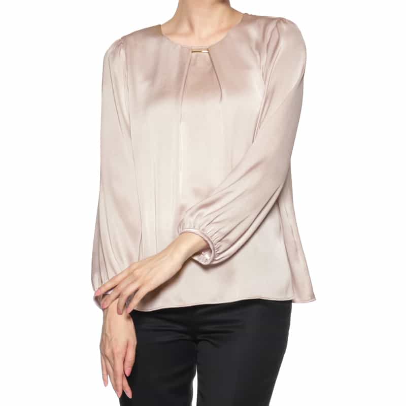 BARNEYS NEW YORK ウォッシャブル ネックバー付ブラウス PINK