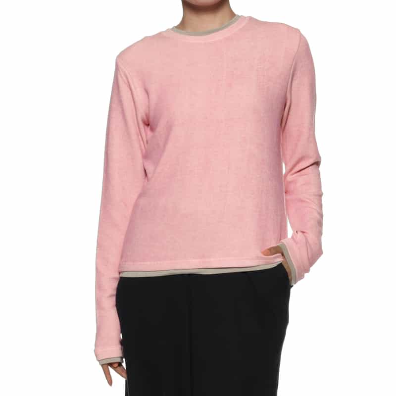 BARNEYS NEW YORK ウォッシャブル レイヤードデザインロングスリーブカットソー PINK