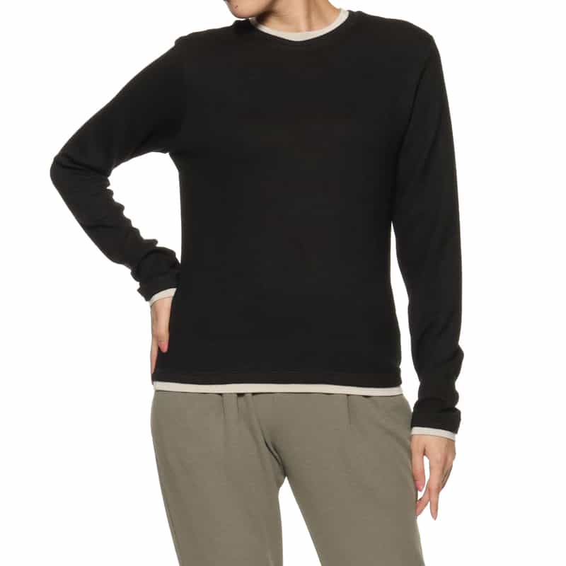 BARNEYS NEW YORK ウォッシャブル レイヤードデザインロングスリーブカットソー BLACK