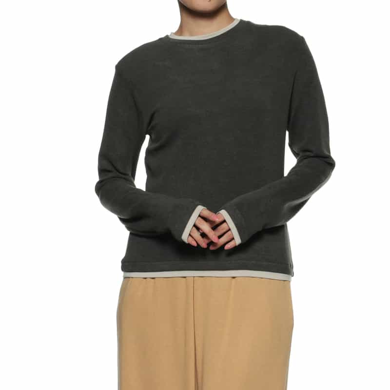 BARNEYS NEW YORK ウォッシャブル レイヤードデザインロングスリーブカットソー DARK GRAY