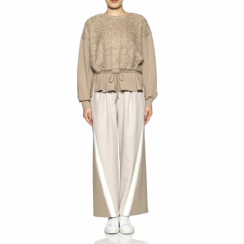BARNEYS NEW YORK ウォッシャブル フェイクファーコンビネーションプルオーバー BEIGE