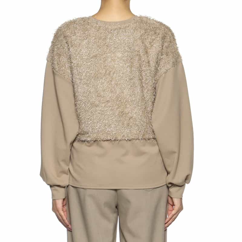 BARNEYS NEW YORK ウォッシャブル フェイクファーコンビネーションプルオーバー BEIGE