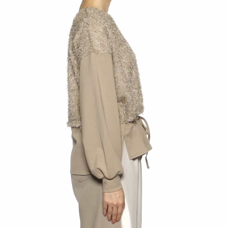 BARNEYS NEW YORK ウォッシャブル フェイクファーコンビネーションプルオーバー BEIGE