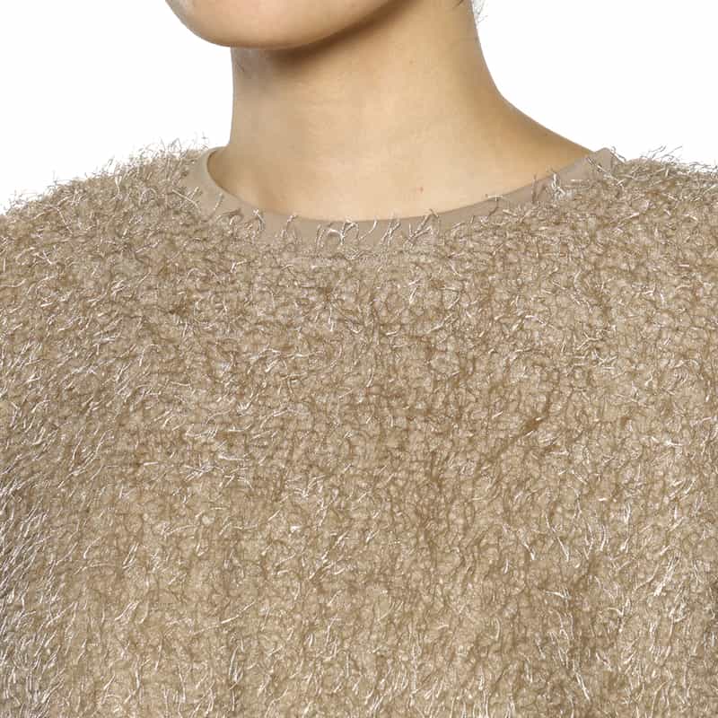 BARNEYS NEW YORK ウォッシャブル フェイクファーコンビネーションプルオーバー BEIGE