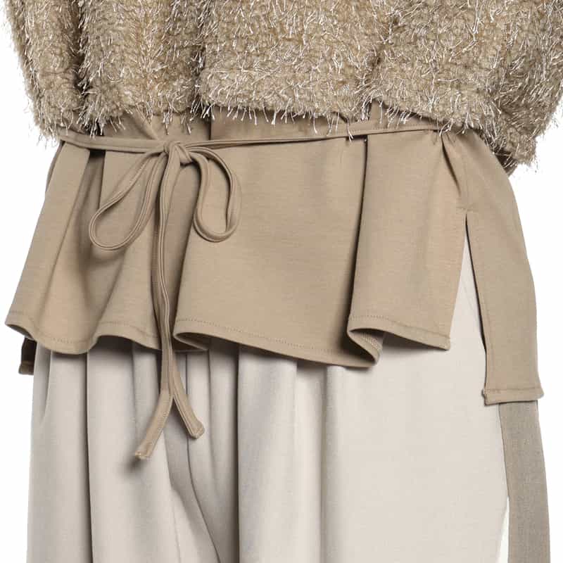 BARNEYS NEW YORK ウォッシャブル フェイクファーコンビネーションプルオーバー BEIGE