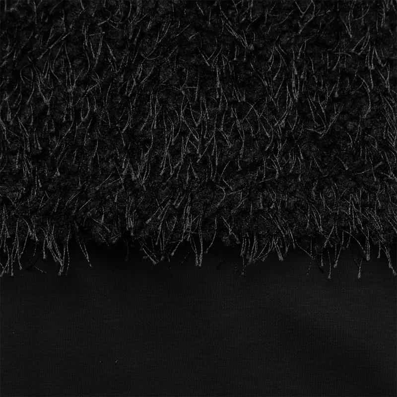 BARNEYS NEW YORK ウォッシャブル フェイクファーコンビネーションプルオーバー BLACK