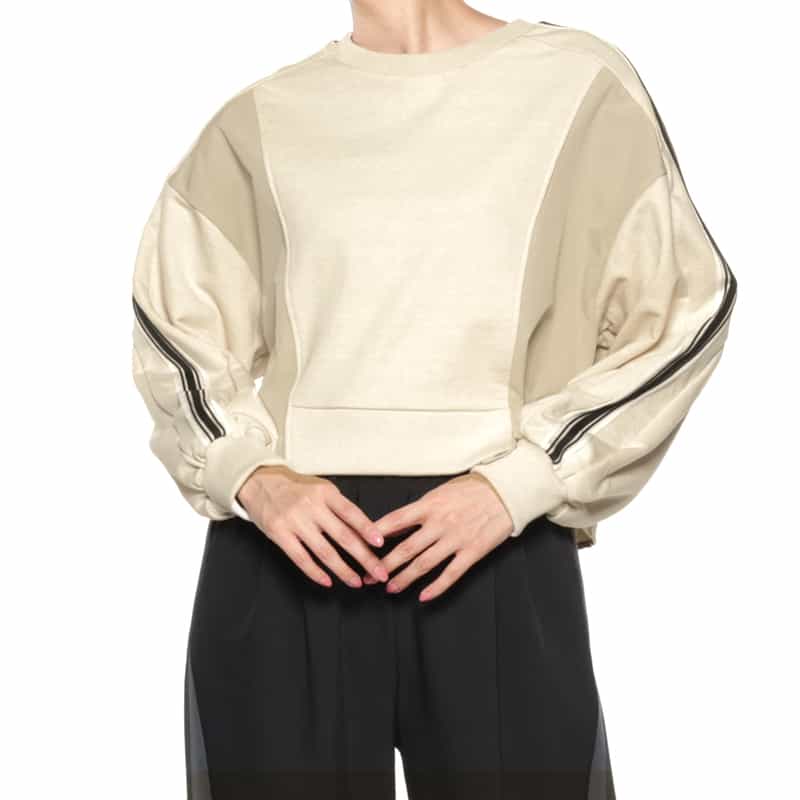 BARNEYS NEW YORK ウォッシャブル コンビネーションスウェットプルオーバー BEIGE