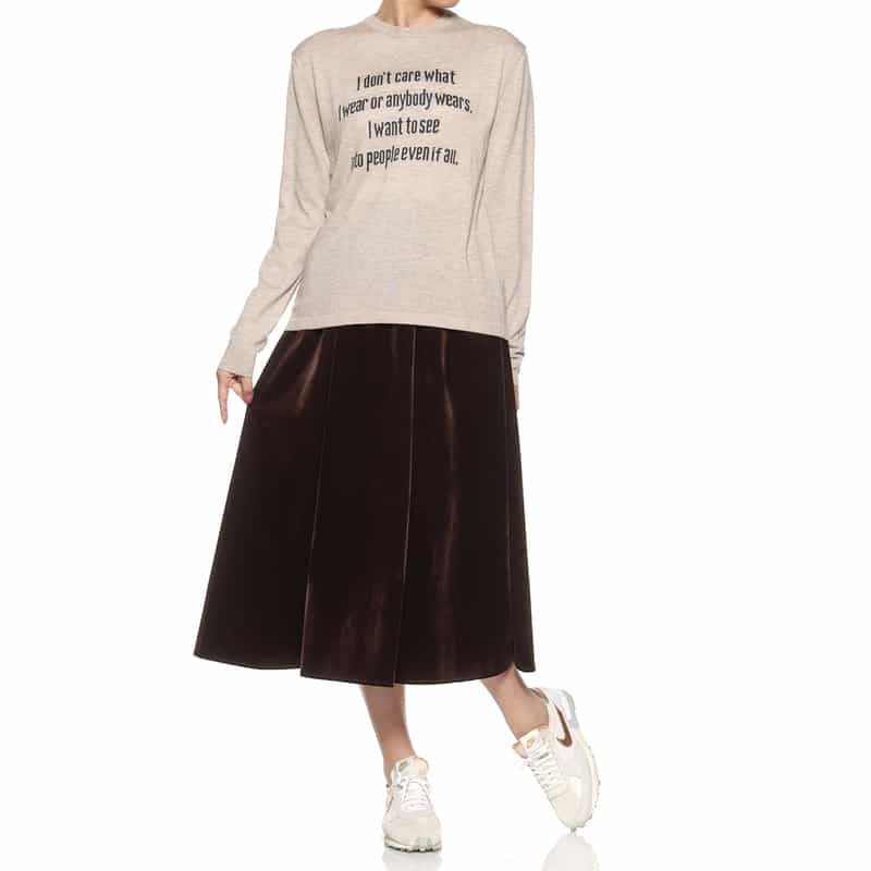 BARNEYS NEW YORK ベロア素材フレアスカート BROWN