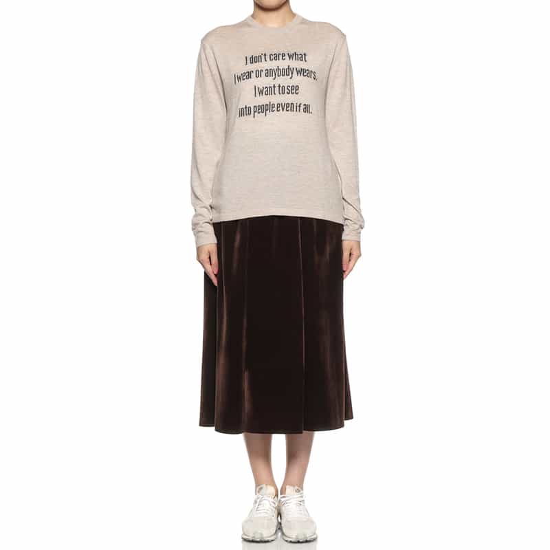 BARNEYS NEW YORK ベロア素材フレアスカート BROWN